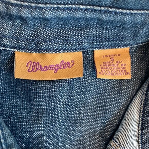 Wrangler sleeveless western cowgirl button front denim jean shirt stampede Sz S - Picture 6 of 9